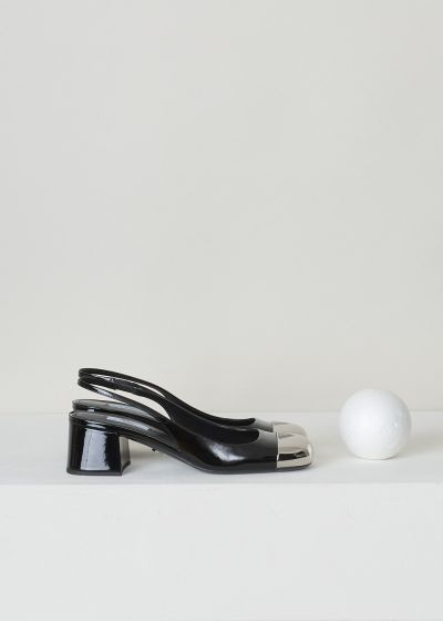 Prada Black slingback heels with silver toe  photo 2