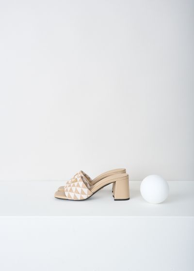Prada Beige-and-white triangolo mules photo 2