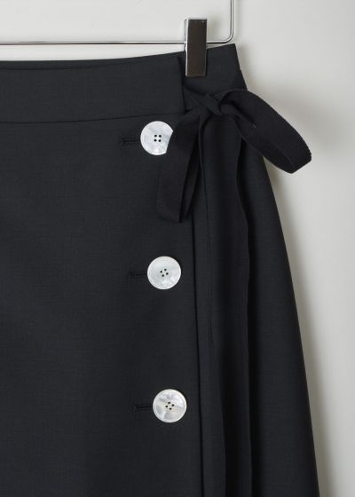 Prada Black wrap skirt with buttons and tie detail 