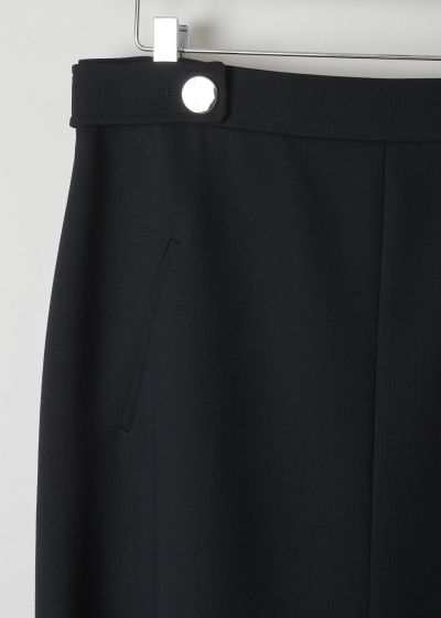 Prada Black A-line midi skirt with big silver buttons 
