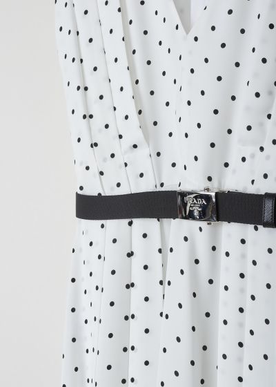 Prada White polka-dot midi dress with belt 