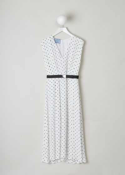 Prada White polka-dot midi dress with belt  photo 2