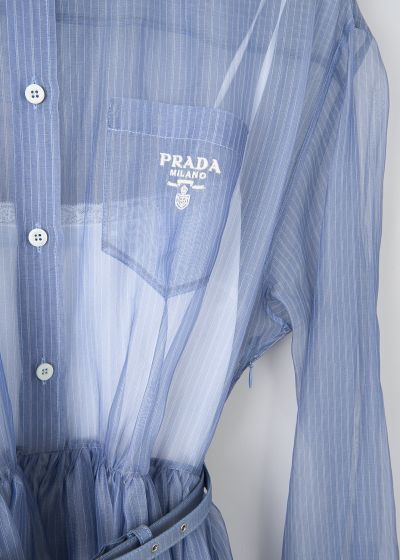 Prada Blue-and-white striped organza dress