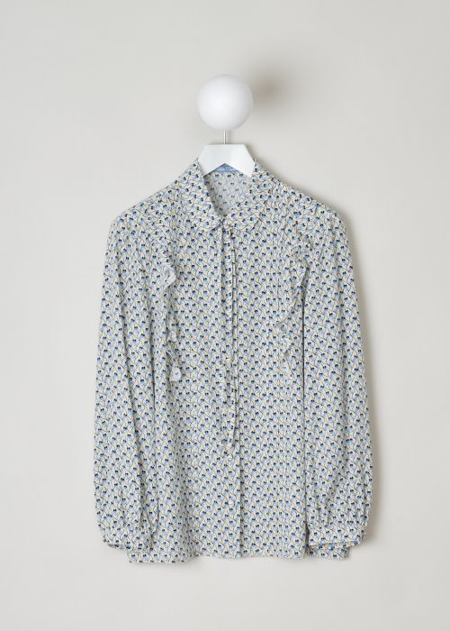 Prada Beige blouse with blue and black floral pattern  photo 2