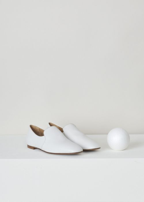 The Row White leather Alys slipper