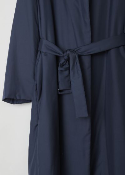 The Row Navy blue silk padded coat