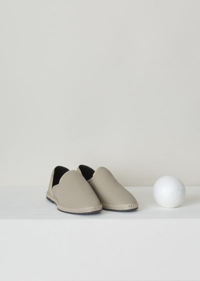 The Row Grey grained leather slippers