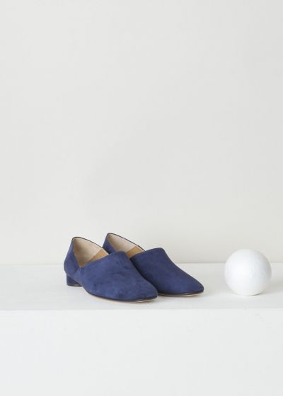 The Row Navy blue suede slipper