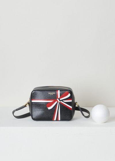 Thom Browne Cross body bag with bow detail in the signature tri-color stripe photo 2