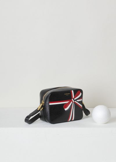 Thom Browne Cross body bag with bow detail in the signature tri-color stripe