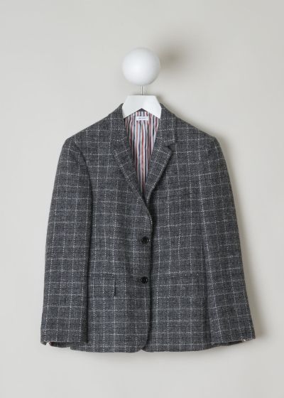 Thom Browne Grey tweed blazer with checked pattern  photo 2