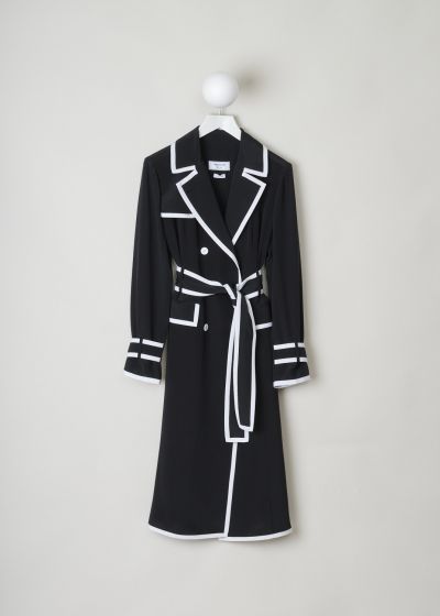 Thom Browne Black trench-style dress with contrasting white trim  photo 2