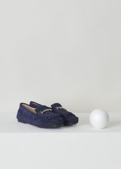 Tods Blue suede mocassins with buckle