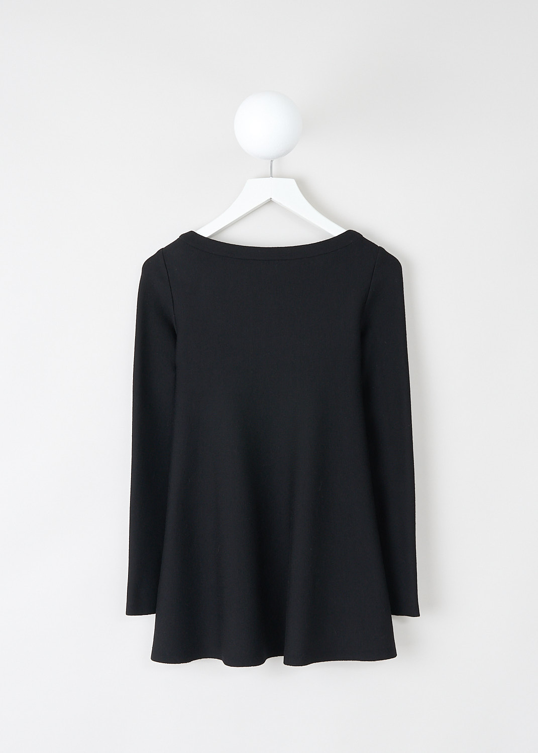 Alaïa, Black A-line top, 8W9UD11LM405_C999_NOIR, Black, Back, This black A-line top has a boat neckline and long sleeves.
