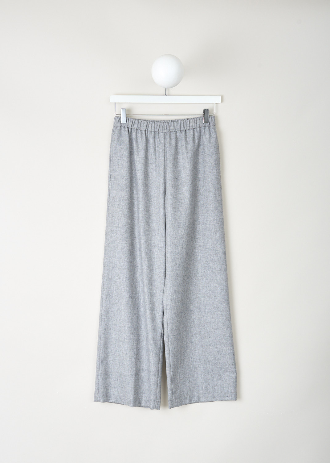 Aspesi light grey straight-leg trousers in a virgin wool and cashmere blend with elasticated waistband, designer clothing at Kiki's Stocksale Maastricht