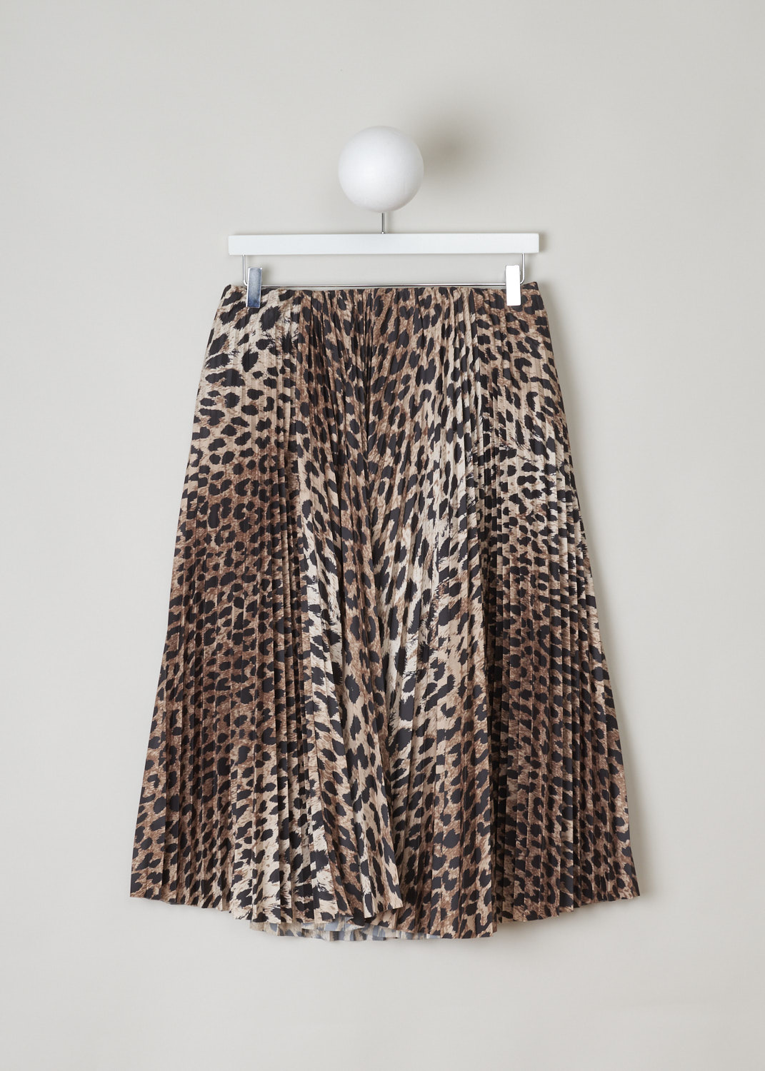 Balenciaga, Accordion pleated leopard print skirt, 601196_TGL35_9501, Print, Brown, Front, This accordion pleated midi skirt has leopard print. The skirt has a broad elastic waistband and a concealed zipper in the back. 
