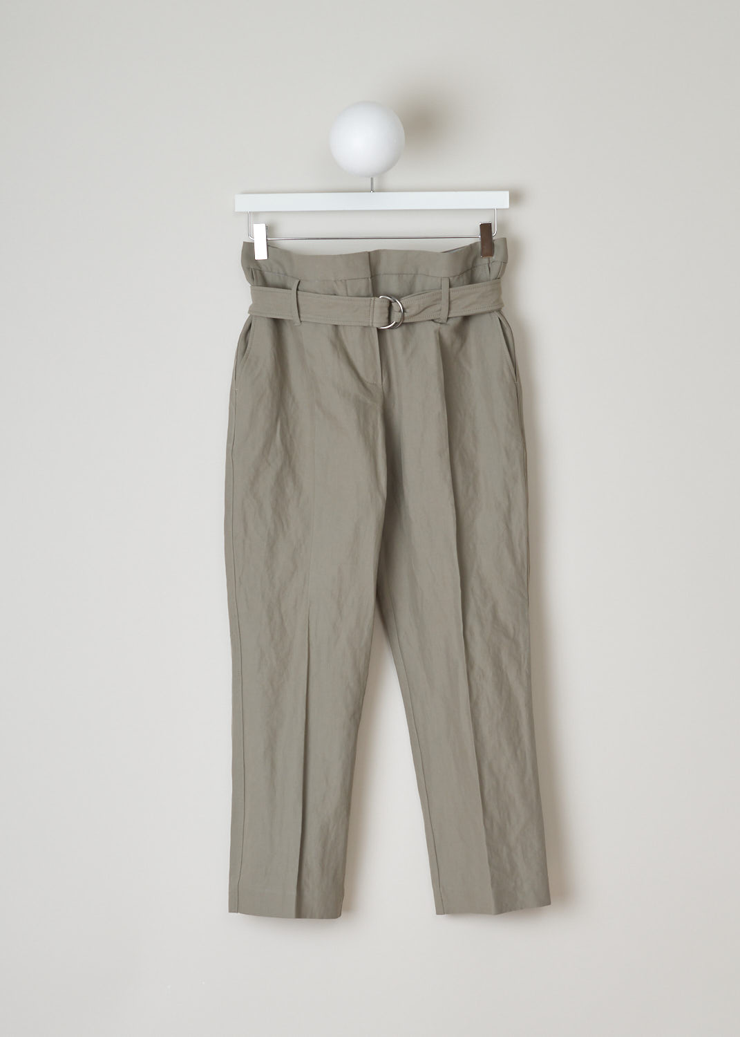 Khaki Pants - High Waist Paperbag Pants - Button Dly Closure