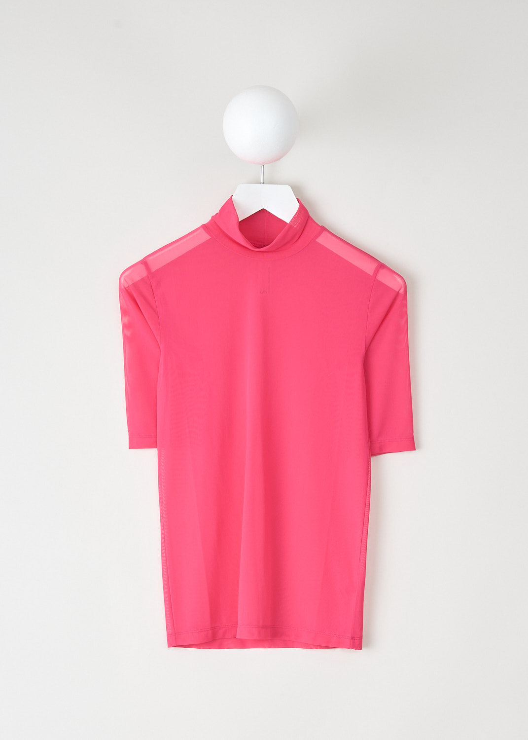Bright pink mesh top by designer Caroline Bosmans on sale in the boutique Kiki's Stocksale in Maastricht