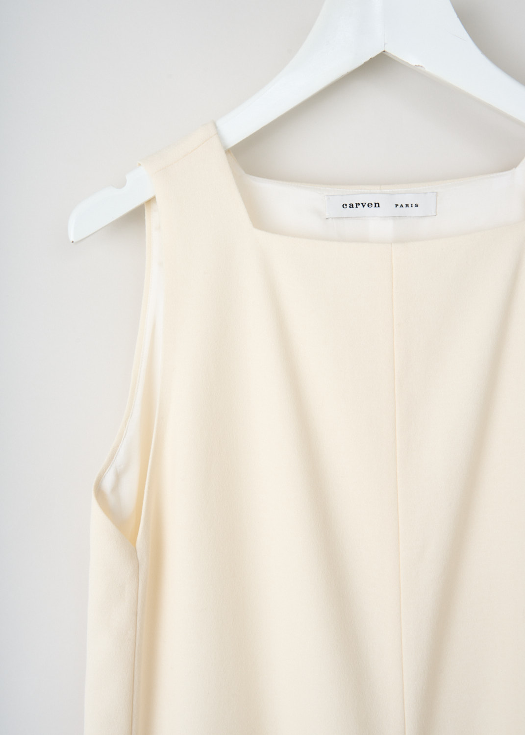 Square neckline Carven Short apron dress in Ecru at Kiki's Stocksale