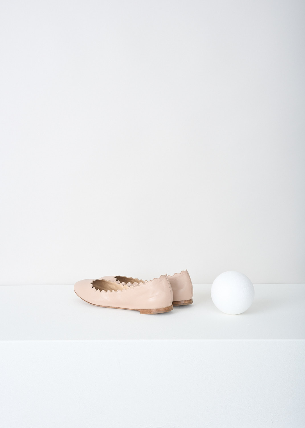 Lauren leather flats in Pink Tea back view with sleek heel design available at Kiki’s Stocksale designer outlet