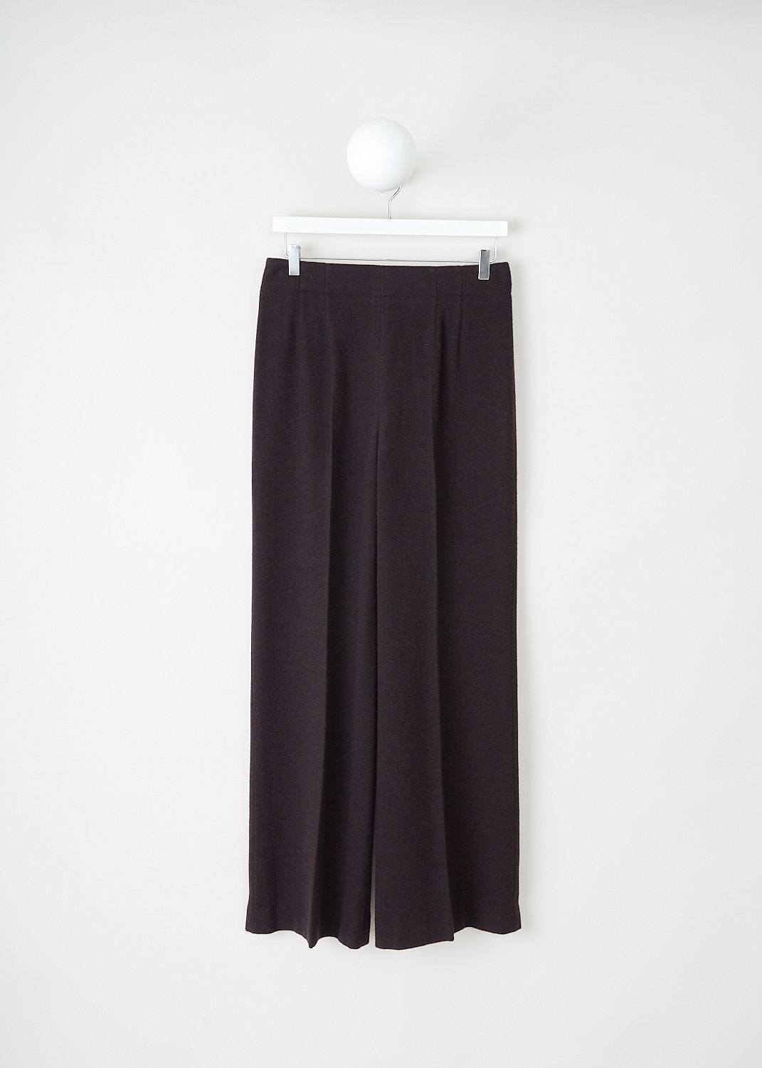 Chloé, Flared pants in Full Brown, CHC23WPA46069227_FULL_BROWN, Brown, Purple, Back, These flared pants in Full Brown have a concealed clasp and zip closure. Centre seams run along the length of the flared pant legs. 