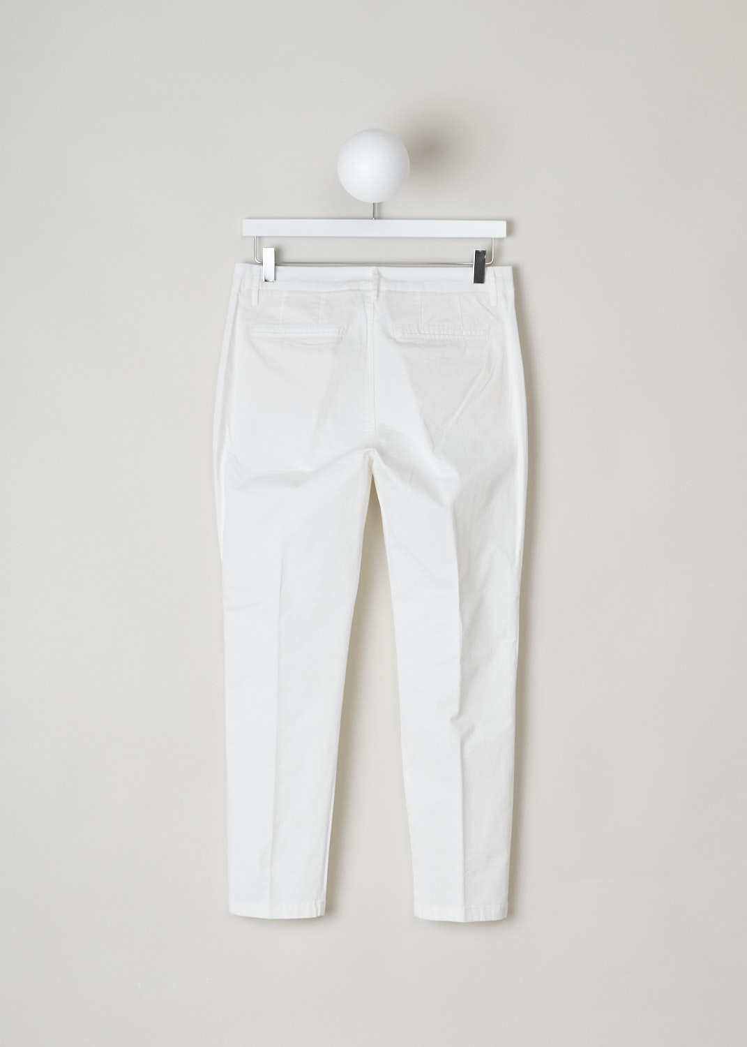 Closed, White flat front Jack pants, JACK_C91012_30D_20_218, White, Back, These white flat front Jack pants feature a regular length, two forward slanted pockets in the front and two welt pockets in the back.
