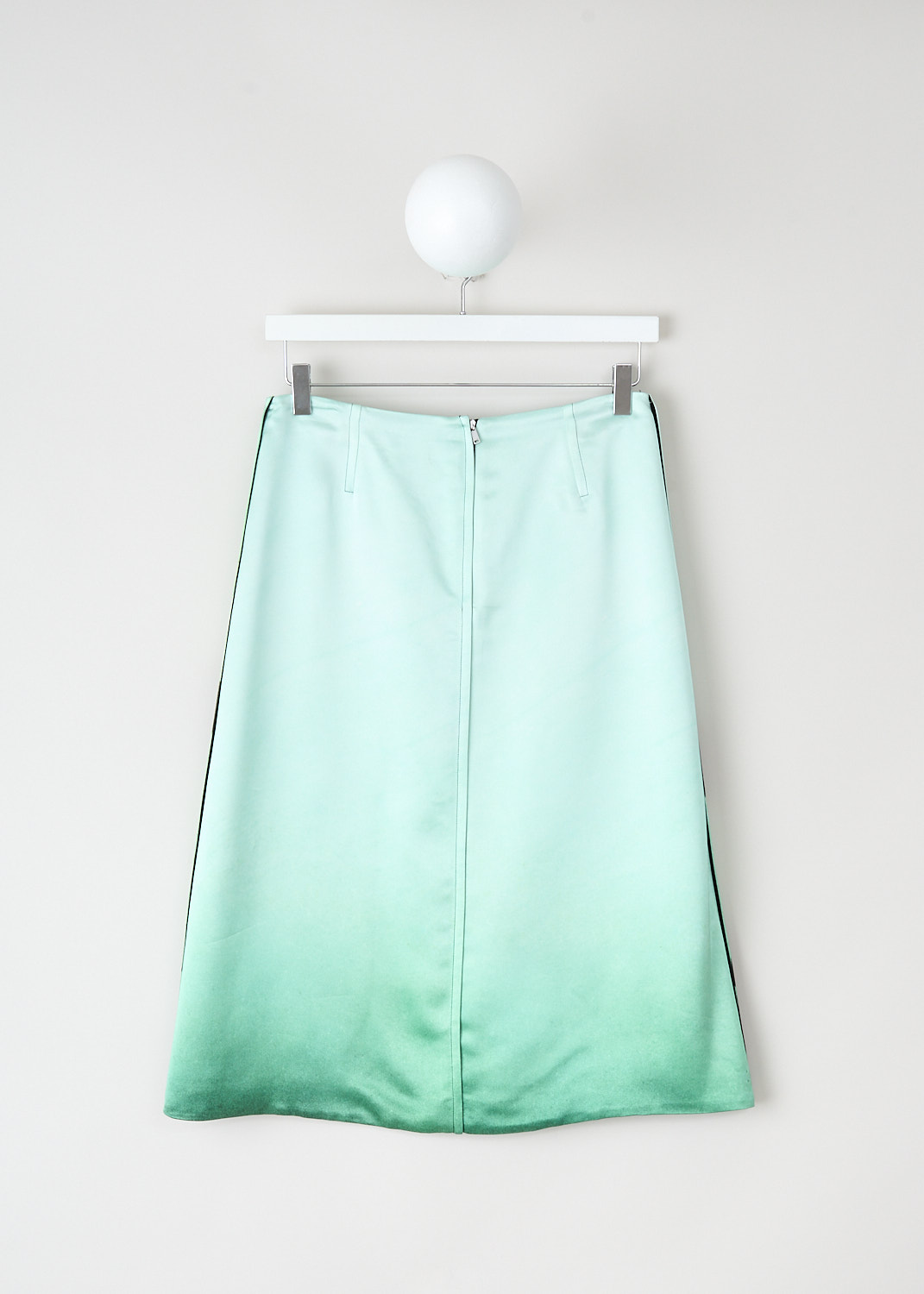 Jil Sander, Printed 'Green Night' midi skirt, J03MA0239_J65314_470_GREEN_NIGHT, Green, Blue, Print, Back, This 'Green Night' midi  A-line skirt has the image of a car on the front in soft green and black tones. The skirt has a concealed centre zip in the back.
