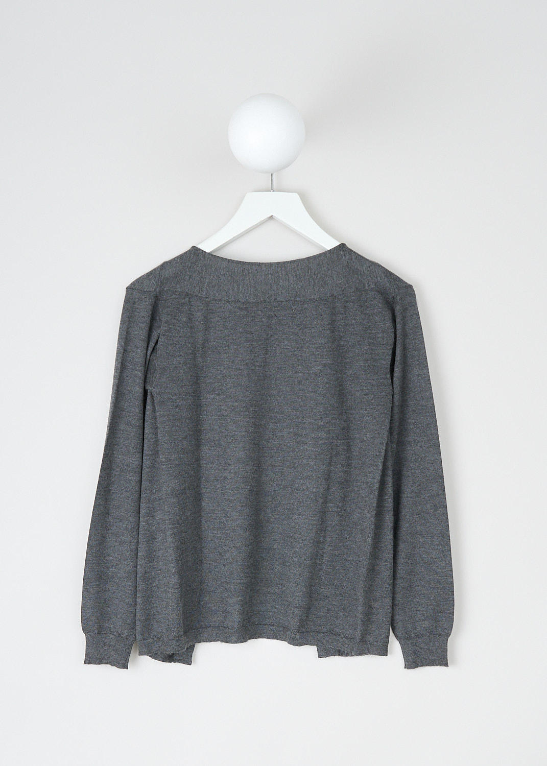 Marni, Tempesta open cardigan, MGMD916A00_FZ002_00A11, Grey, Back, This dark grey open-knit cardigan has long sleeves with ribbed cuffs and a ribbed hemline. 

