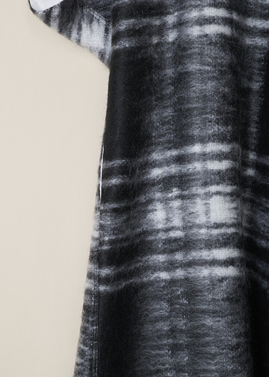 SOFIE DHOORE, BLACK AND WHITE TARTAN DORIA DRESS, DORIA_WOMO_BLACK_TARTAN, Black, White, Print, Detail, This black-and-white tartan Doria maxi dress has a round neckline with a concealed zip closure on the left shoulder. The dress has short cap sleeves. In the front, the dress has on-seam slanted pockets. The dress has a straight raw hemline. The dress is fully lined.