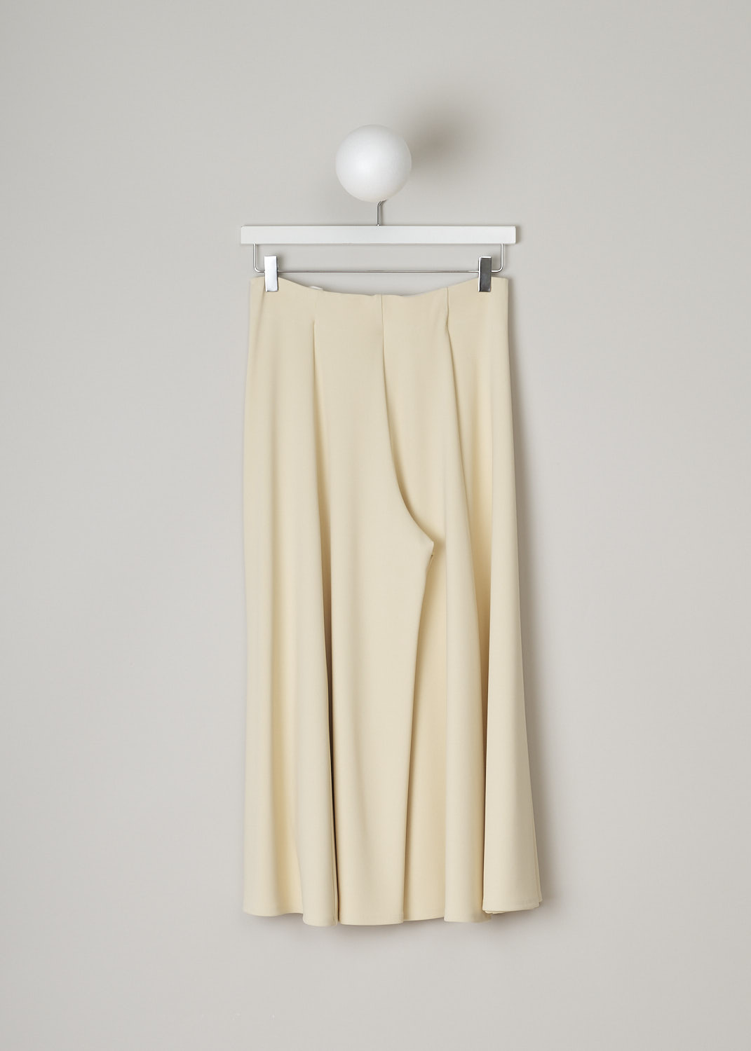 THE ROW, LIGHT CREAM MILDRO PANTS, MILDRO_PANTS_3995K31_3_LIGHT_CREAM, Beige, Back, These Light Cream high-waisted culotte pants are elasticated throughout with a broad elasticated waistband. These pants have cropped flared pants legs.
