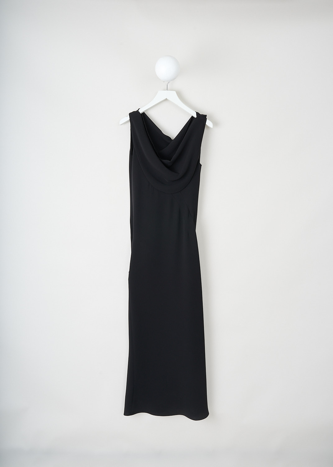 The Row, Draped silk-crepe Bamaris maxi dress, BAMARIS_DRESS_6915_W2434_BLACK, Black, Back, This black silk-crepe Bamaris maxi dress has a draped neckline and can be worn off one shoulder for an asymmetric look. The dress is designed for a slightly loose fit.

