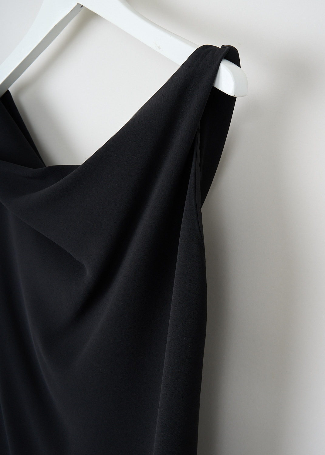 The Row, Draped silk-crepe Bamaris maxi dress, BAMARIS_DRESS_6915_W2434_BLACK, Black, Detail, This black silk-crepe Bamaris maxi dress has a draped neckline and can be worn off one shoulder for an asymmetric look. The dress is designed for a slightly loose fit.

