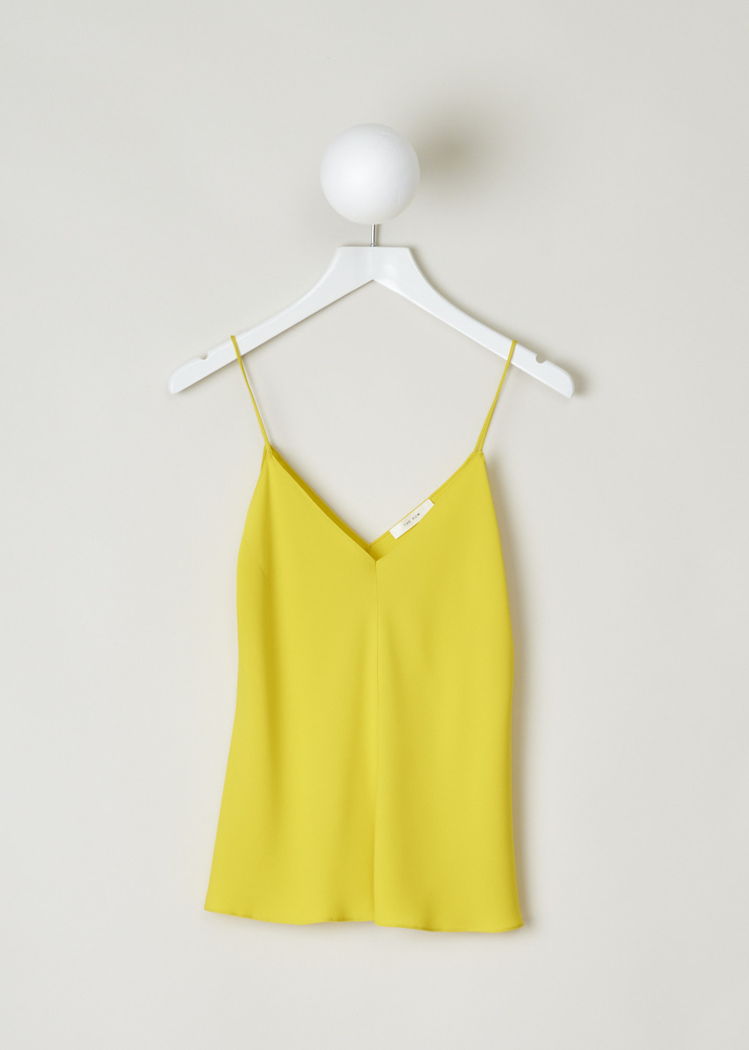 The Row, Lemon yellow spaghetti strap top, eda_top_49I_4WI_623_citron, yellow, front, Coloured to this lovely light and bright summer colour. Featuring spaghetti-strap shoulder and has an overall loose fit.